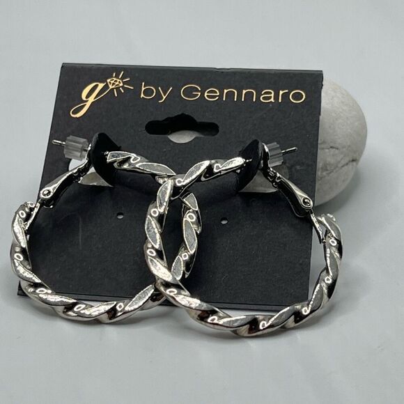 G by Gennaro Silver Twisted Hoop Earrings $16ea / 3 for $25 - Picture 4 of 6